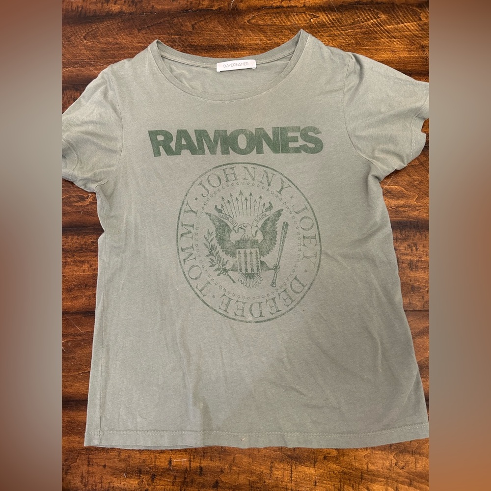 Ramones Womens Medium Gray Army Green T - Gently worn